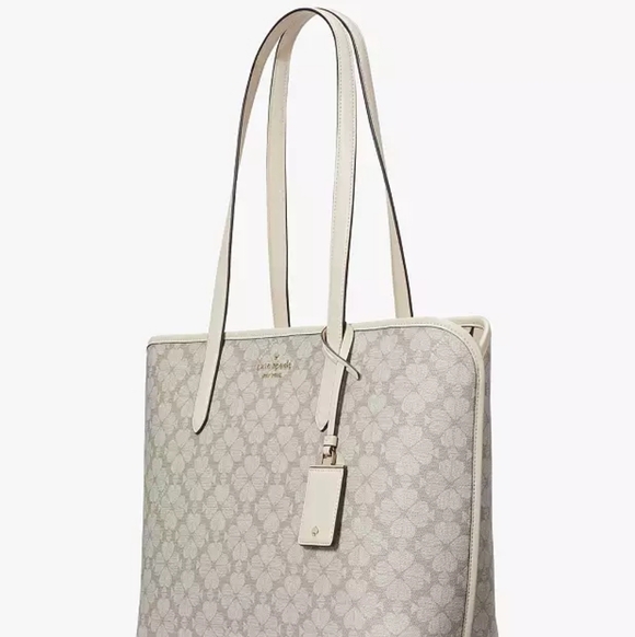 NWT Kate Spade NY Cream Signature Spade Floral Pattern Large Tote - Picture 2 of 5